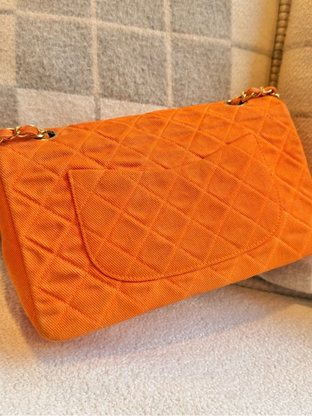 CHANEL Vintage Orange Denim Timeless Classic Medium Flap with 24K Gold Hardware - Picture 5 of 12